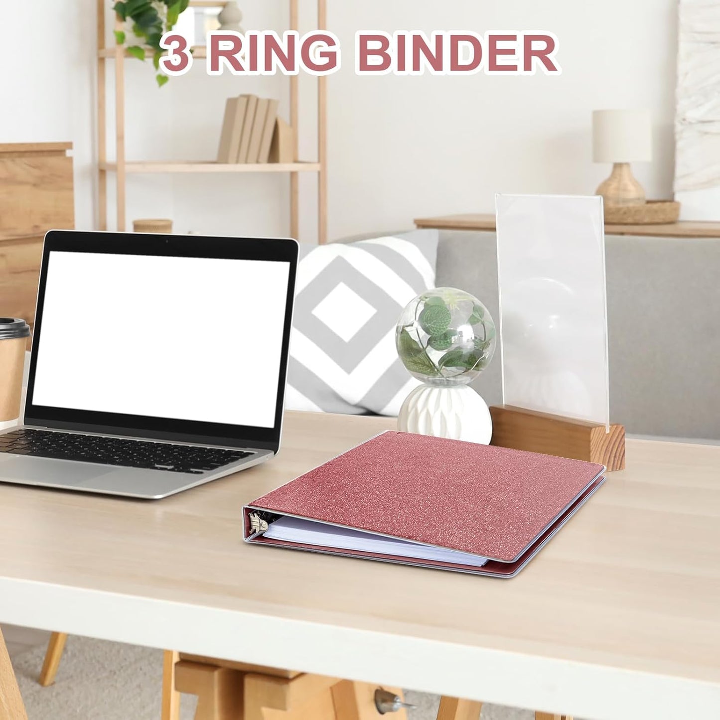 EYROZILL 3 Ring Binders 1 Inch Round Rings Binder Gold Binder Holds 8.5" x 11" Letter Size 300 Sheets, Waterproof, Gold