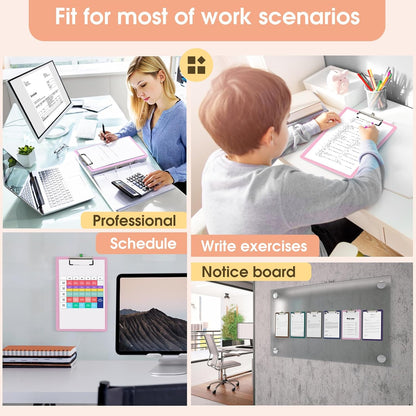 Plastic Clipboards 2 Pack, A4 Black Clip Board 8.5x11 for Classroom, Students, Kid, Woman, Size 9" x 12.5" with Low Profile Clip, Office & School Supply