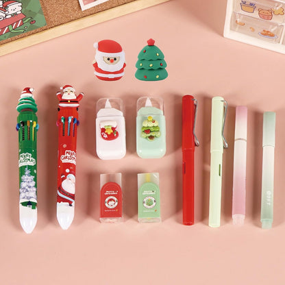 7 Pcs Cute Blue Stationery Set Kawaii School Supplies Office Supplies Including Ballpoint Pens Pencil Sharpener Highlighter Correction Tape Ruler Utility Knife (Blue)