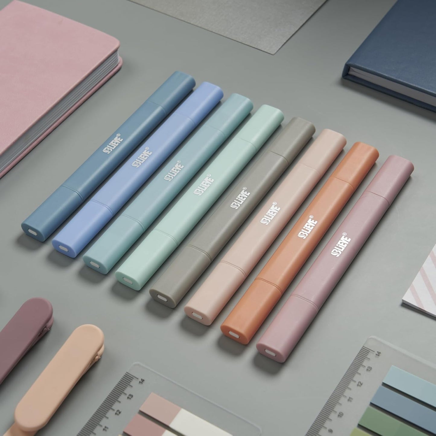BLIEVE Aesthetic Cute Highlighters No Bleed Through, Dual Tip 8 Pack, Pastel Colors For Bible & Journaling