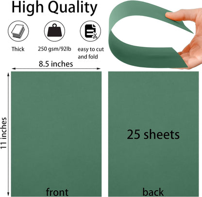 25 Sheets Black Cardstock Paper 8.5'' x 11'', 250gsm/92lb Thick Paper for Scrapbook, Invitations, Printing and DIY Cards
