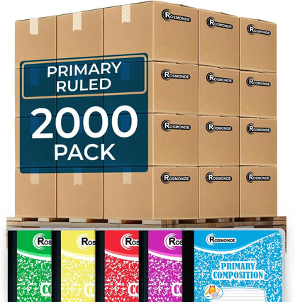Rosmonde 50 Pack Composition Notebooks Bulk, Wide Ruled Composition Notebook, 200 Pages (100 Sheets), 9-3/4 x 7-1/2, Black Marble, Bulk School Supplies, Office Notebooks, Bulk Notebooks for School