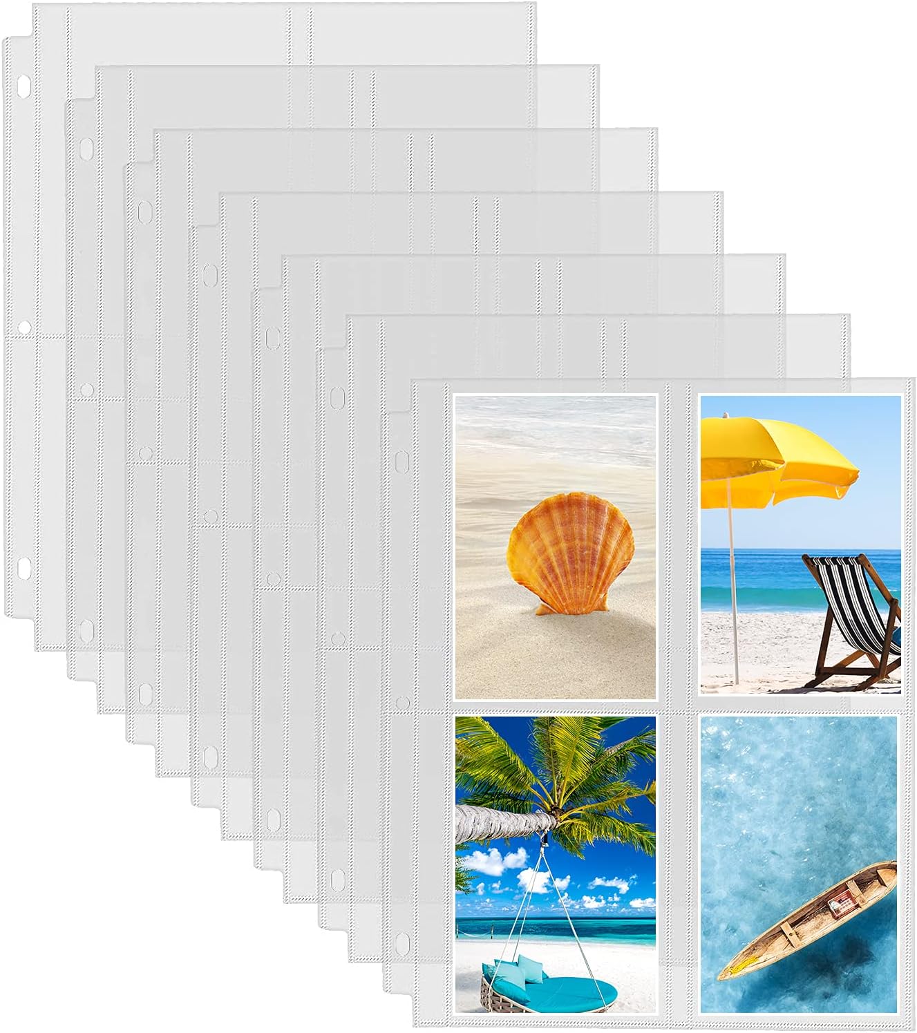 Fabmaker 30 Pack Photo Sleeves for 3 Ring Binder - (4x6, for 180 Photos), Archival Page Protectors, Clear Plastic Refill Pages, Postcard Sleeves, Acid-Free