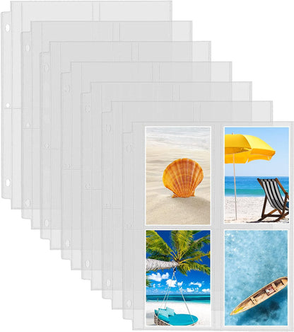 Fabmaker 30 Pack Photo Sleeves for 3 Ring Binder - (4x6, for 180 Photos), Archival Page Protectors, Clear Plastic Refill Pages, Postcard Sleeves, Acid-Free