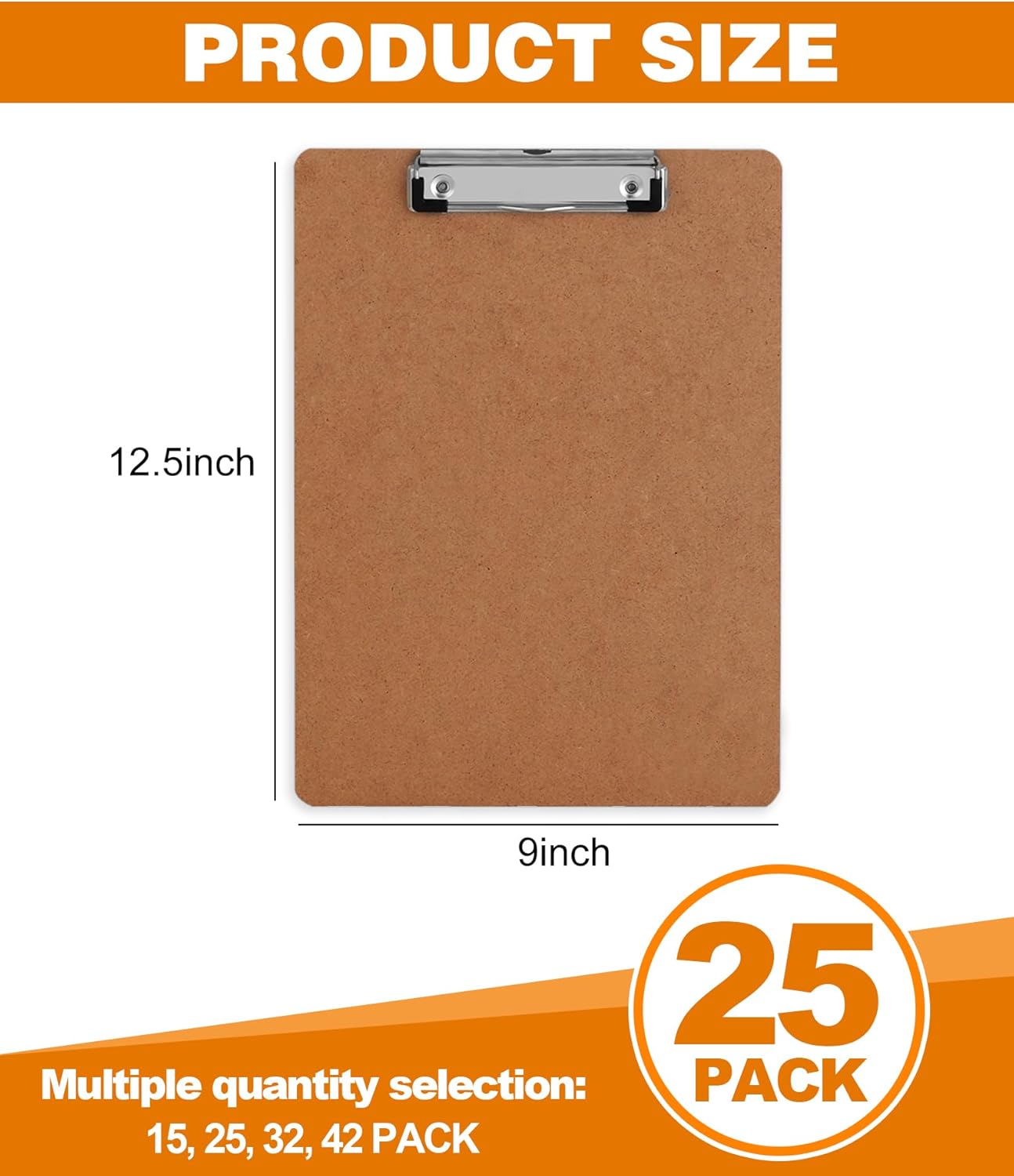 Clipboard, HERKKA 15 Pack Hardboard Office Clipboards Standard A4 Letter Size Clipboard with Low Profile Clip, Size 12.5 x 9 Inch