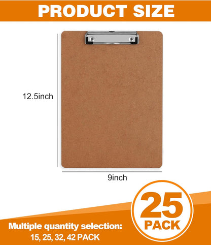 Clipboard, HERKKA 15 Pack Hardboard Office Clipboards Standard A4 Letter Size Clipboard with Low Profile Clip, Size 12.5 x 9 Inch
