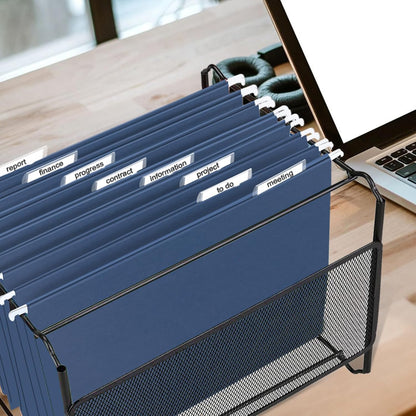 HERKKA Hanging File Folders, 60 Pack Reinforced Letter Size Hanging Folders, Designed for Bulky Files, Filing Cabinet, 1/5-Cut Adjustable Tabs (Black)