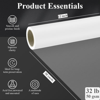 Tracing Paper for Drawing, 9 X 12'' Tracing Paper Pad, 75 Sheets Transparent Vellum Paper for Tracing Pads, 38lb/60gsm Translucent Trace Pad for Pencil Sketching, Image Tracing.