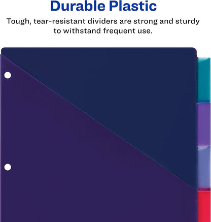Avery Big Tab Insertable Plastic 2 Pocket Dividers for 3 Ring Binders, 8 Tab Set, Bright Two-Tone Multicolor, Works with Sheet Protectors, 1 Set (11989), Pack of 24