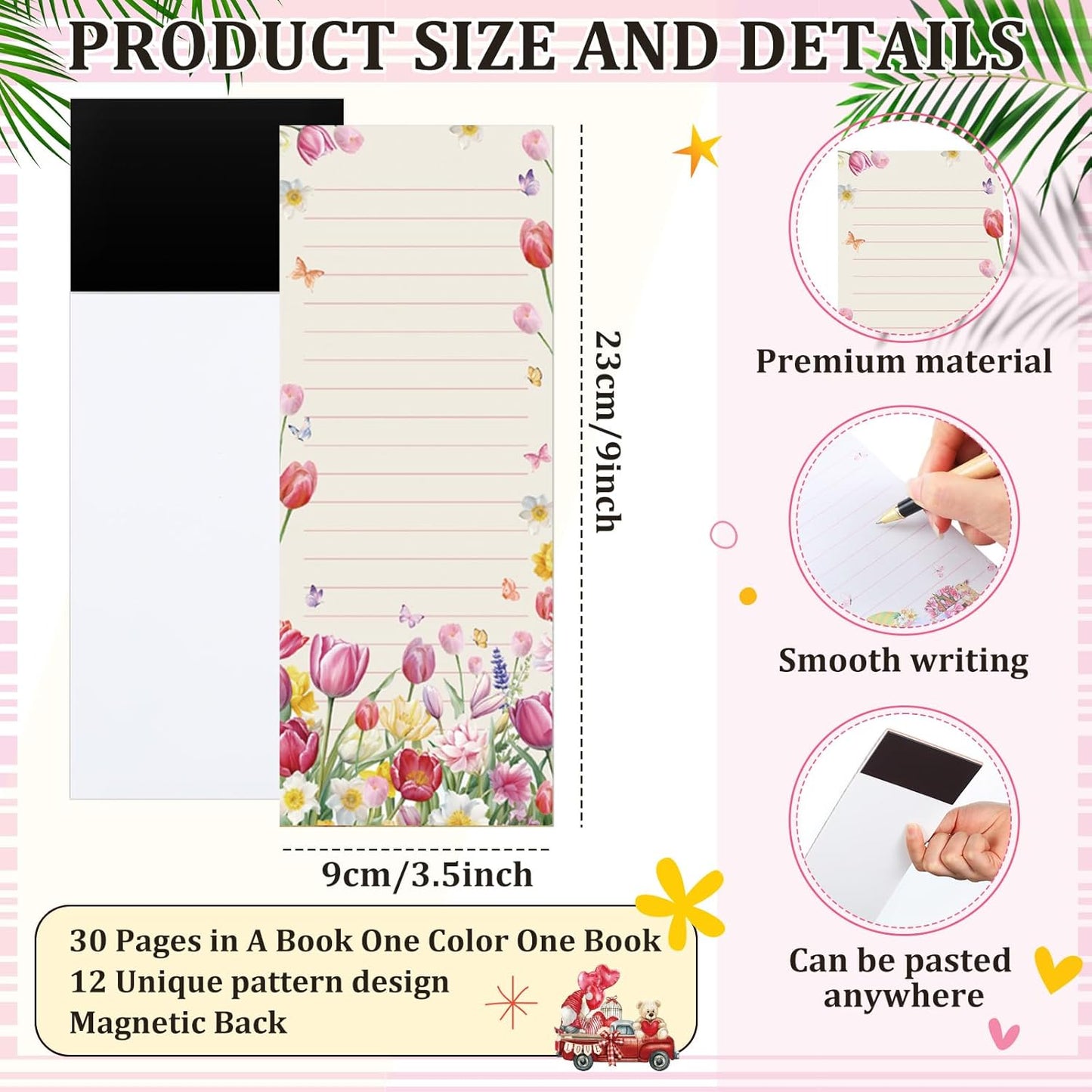 Eaasty 12 Pcs Bible Magnetic Notepads for Refrigerator Monthly Magnetic Grocery List 9 x 3.5" Magnet Memo Pads 30 Sheet Per Pad Shopping to Do List for Christian Teacher Appreciation Week Gift