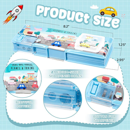 Henoyso Multifunctional Pencil Box for Girls Butterfly Pencil Case with Calculator and Sharpener Cool Cute Pencilcase School Supplies Essentials Christmas Birthday Gift Present for Kids Teens