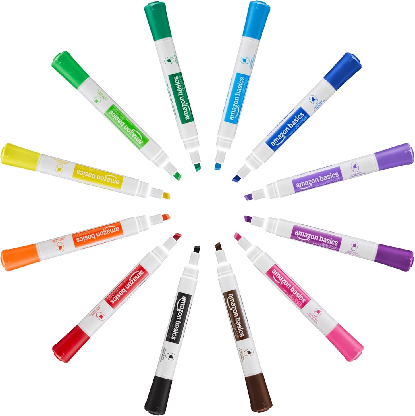 Amazon Basics Low-Odor Dry Erase Whiteboard Markers, Fine Tip, Quick-Dry, Black, 36-Pack