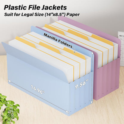 Ansook Poly Legal Size 5.25" Expansion File Pockets,6 Pack Pastel Large Capacity File Pockets Folders,Heavy Duty File Pocket for Cabinet,with Straight-Cut Tab,hold 8.5" x 11" documents & Manila Folder