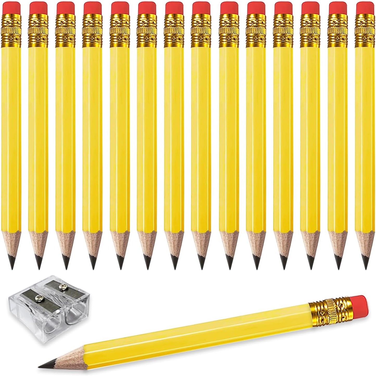Adhere 25pcs Golf Pencils with Eraser Pre sharpened Hexagon half Wooden Pencils Graphite 2B for Golf Event Scoring,Classroom,Wedding,Company Meetings,Pew, Pocket (Nature)