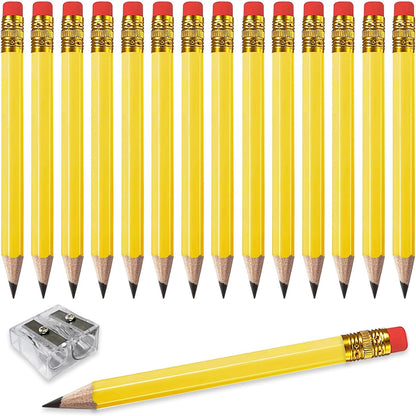 Adhere 25pcs Golf Pencils with Eraser Pre sharpened Hexagon half Wooden Pencils Graphite 2B for Golf Event Scoring,Classroom,Wedding,Company Meetings,Pew, Pocket (Nature)