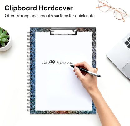 Glitter Clipboard Notebook with Storage for Letter Size, 8.5 x 11 Notepad Holder with 5 Folders and Dividers, Size 12.8X 9.7 in, Spiral Portfolio for Nursing Teacher School Supplies,.Teal