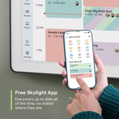 Skylight Calendar Max: 27-Inch Smart Digital Calendar & Chore Chart, Family Organizer with Interactive Touchscreen Display – Wall Mountable in Portrait or Landscape, Classic White Frame