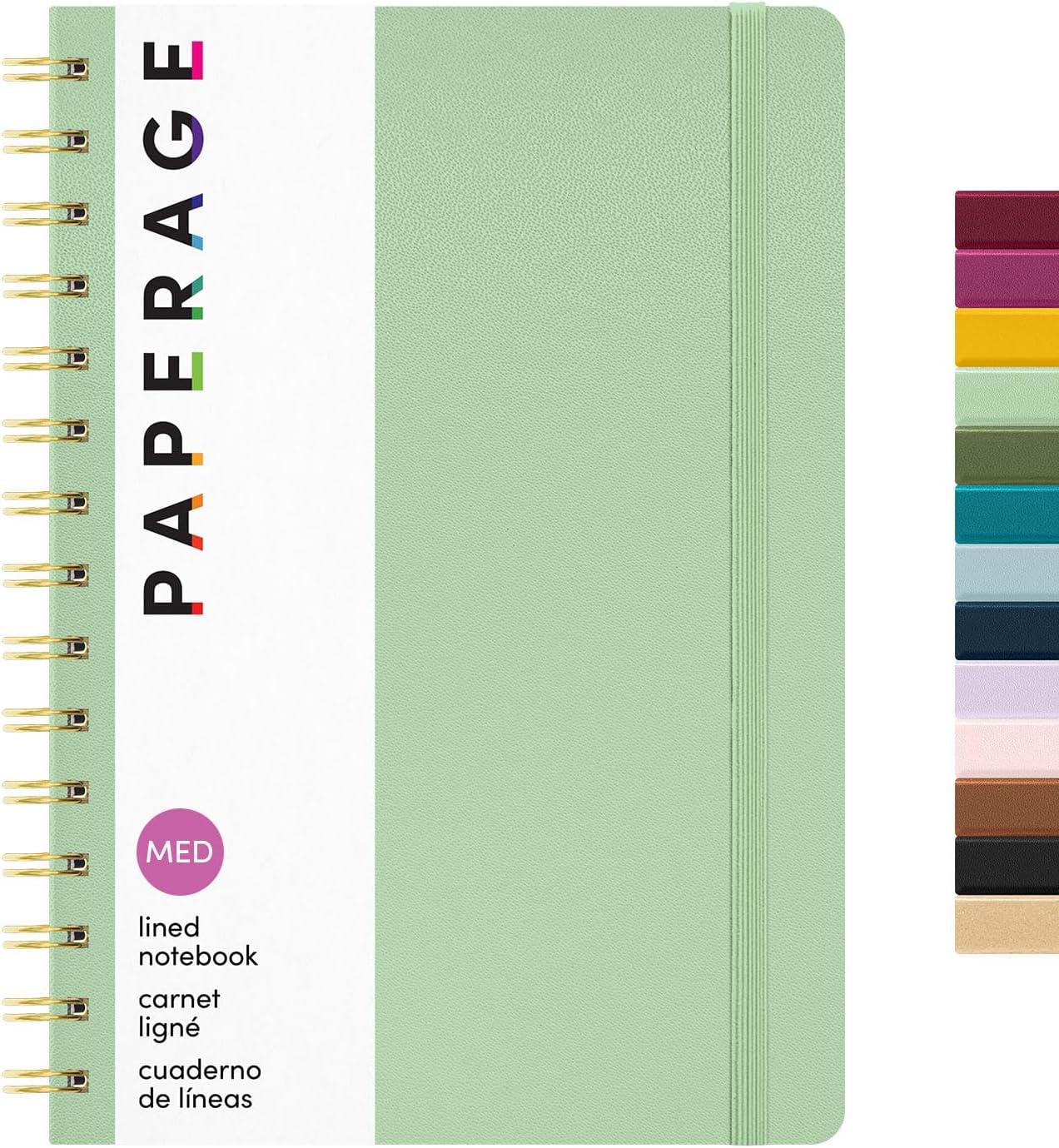 PAPERAGE Lined Spiral Journal Notebook, (Black), 160 Pages, Hardcover Journal for Women & Men, Medium 5.5 in x 8 in - 100 GSM, Thick Paper, Spiral Notebook for Work, School & Journaling