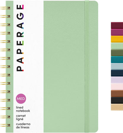 PAPERAGE Lined Spiral Journal Notebook, (Black), 160 Pages, Hardcover Journal for Women & Men, Medium 5.5 in x 8 in - 100 GSM, Thick Paper, Spiral Notebook for Work, School & Journaling