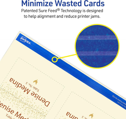 Avery Printable Tent Cards with Sure Feed Technology, 2" x 3.5", White, 160 Blank Place Cards for Laser or Inkjet Printers (5302)