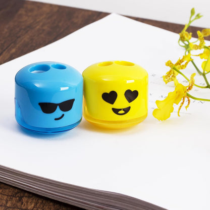 Mr. Pen- Pencil Sharpeners Manual, 48 Pack, Dual Hole, Smiley, Bulk Handheld Pencil Sharpener, Compatible with Standard and Jumbo Pencils, Snap-on Lid, Stainless Steel Blade, Back to School Supplies