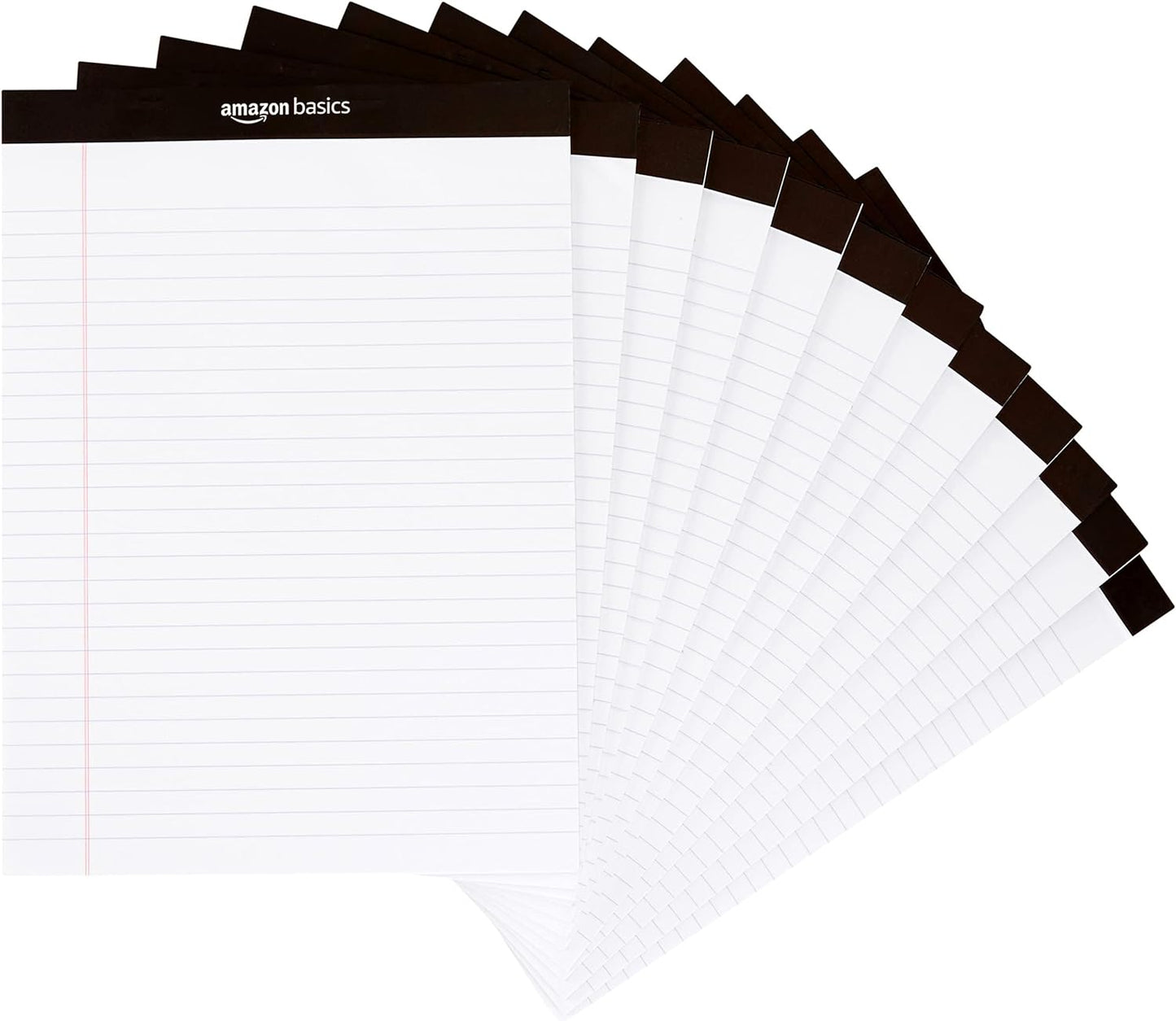 Amazon Basics Wide Ruled Lined Writing Note Pads with Sturdy Back, 8.5" x 11.75", Multicolor, 6-Pack, 300 Sheets, Perforated