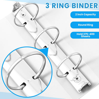 Henoyso 6 Pcs 2 Inch Mini 3 Ring Binders with Clear Front View Cover, Round Ring Blue A5 Binders Bulk Pack for School Office, Holds up to 490 Sheets, 5.5 x 8.5 Paper Half Letter Pages Organizer