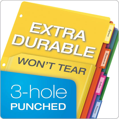 Oxford Binder Dividers with Pockets, 3 Pack, 5 Multicolor Tabs with Inserts, Pockets Expand 1/4", Flexible Lightweight Plastic Dividers for 3 Ring Binders