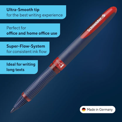 Schneider One Business Rollerball Pen, 0.6 mm Ultra-Smooth Tip, Blue Barrel, Black Ink, Box of 10 Pens (183001)
