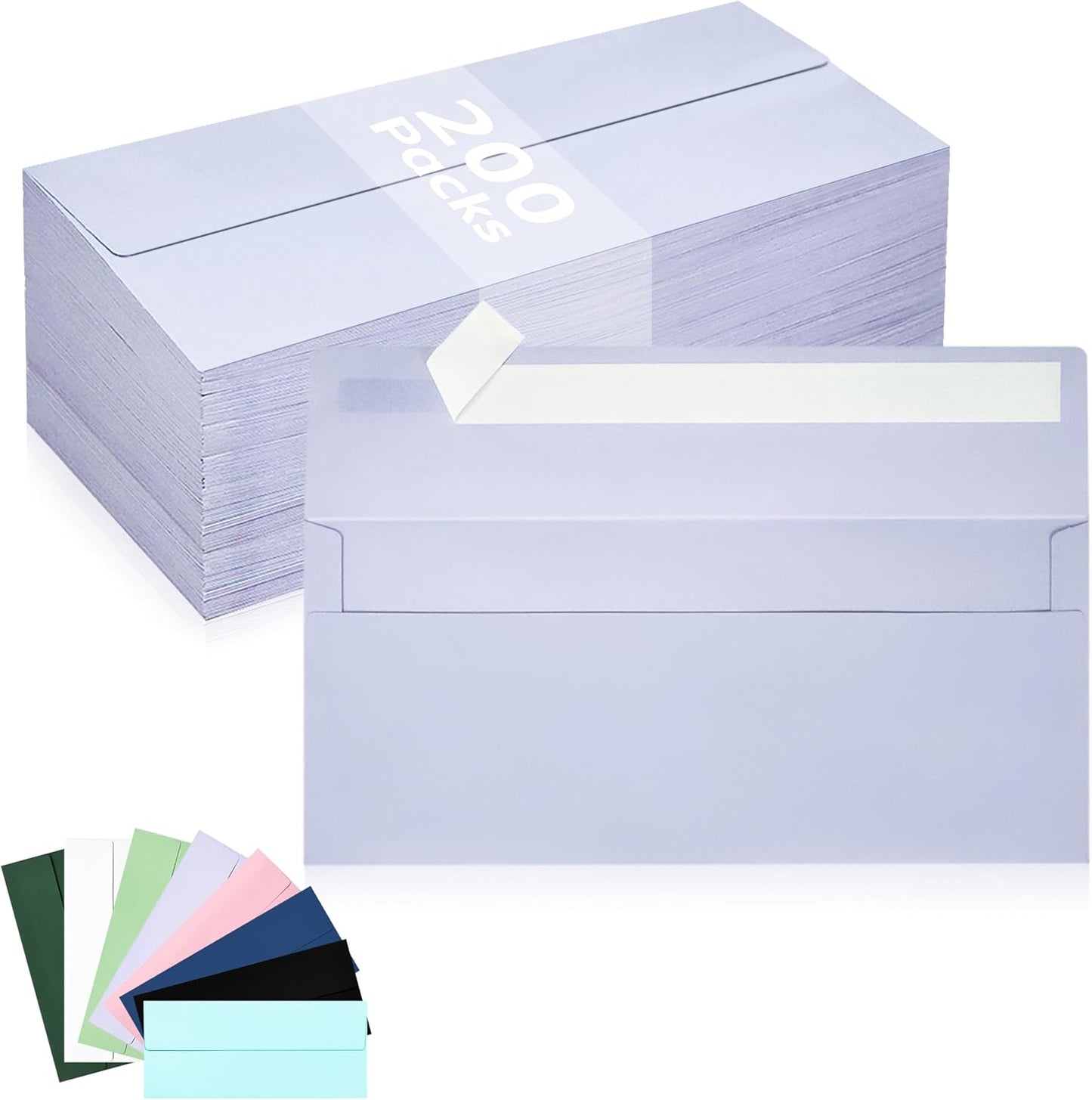 50 Pack #10 Business Envelopes, Sage Green Standard Envelopes Self Seal, Letter Size Mailing Envelopes for Checks Letters Invoices Statements Birthday Graduation Wedding, 4 1/8 x 9 1/2 Inch