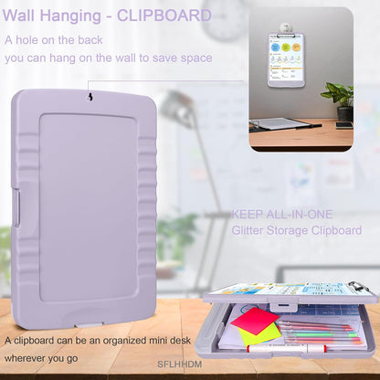 SFLHHDM Purple Clipboard, Clip Boards 8.5x11, Teacher Clipboards with Storage, Plastic Clipboard with Pen Holder, Clipboards Storage for Women Teachers Work, School & Office Supplies
