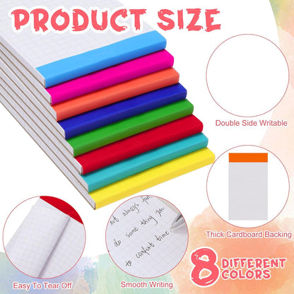 Tenceur 16 Pcs Graph Notepads 3 x 5 Inch Small Graph Grid Math Notebooks Pocket Lined Graph Memo Pads Scratch Pads Mini Writing Pads with 100 Pages Pads for School Classroom Supplies Homework