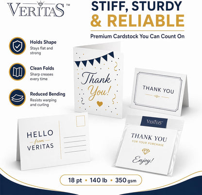Veritas White Cardstock 8.5 x 11”, 110LB Index/199GSM Heavyweight Card Stock, 100 Sheets, Thick Cardstock Printer Paper for Copy, Printing, Art Projects, Invitations, Made In USA