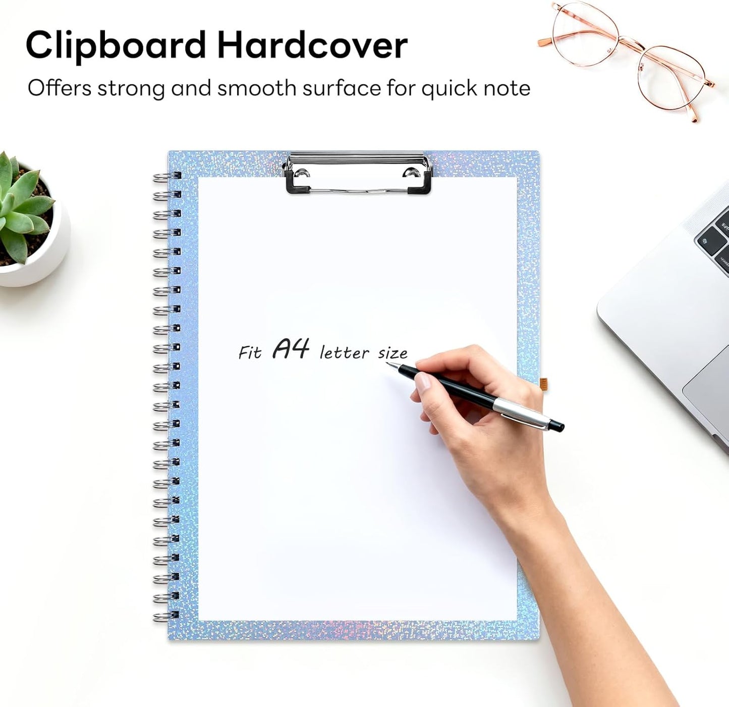 Glitter Clipboard Notebook with Storage for Letter Size, 8.5 x 11 Notepad Holder with 5 Folders and Dividers, Size 12.8X 9.7 in, Spiral Portfolio for Nursing Teacher School Supplies,.Teal