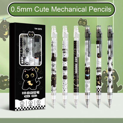 MOZXIRZ 4 Pcs Cute Mechanical Pencils with Top Eraser 0.5mm Cartoon Space Mechanical Pencil School Pencil for Women (6pcs Space)