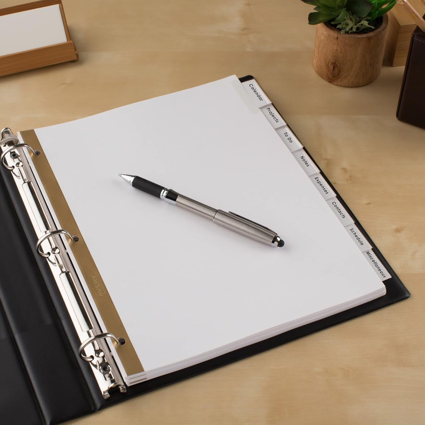 Avery Big Tab Insertable Dividers for 3 Ring Binders, 8-Tab Sets, White Paper, Clear Tabs, 6 Binder Divider Sets (41124)
