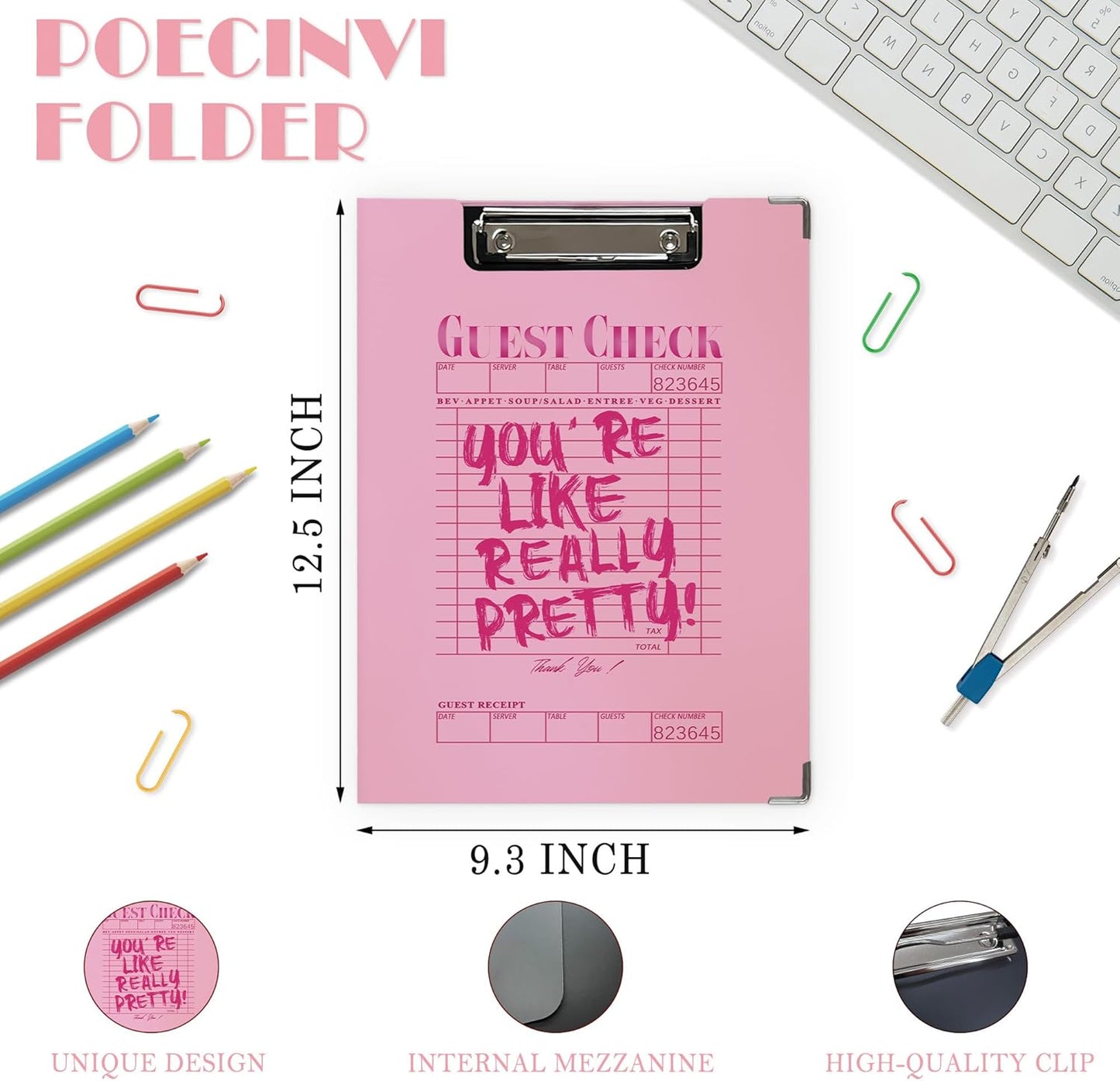 Trendy Black Leopard Print Clipboard Folio with Storage for Office Classroom, Preppy Dark Cheetah Print Padfolio with Metal Clip for Nurses Teachers Students Women Men, 12.4x9.25 in