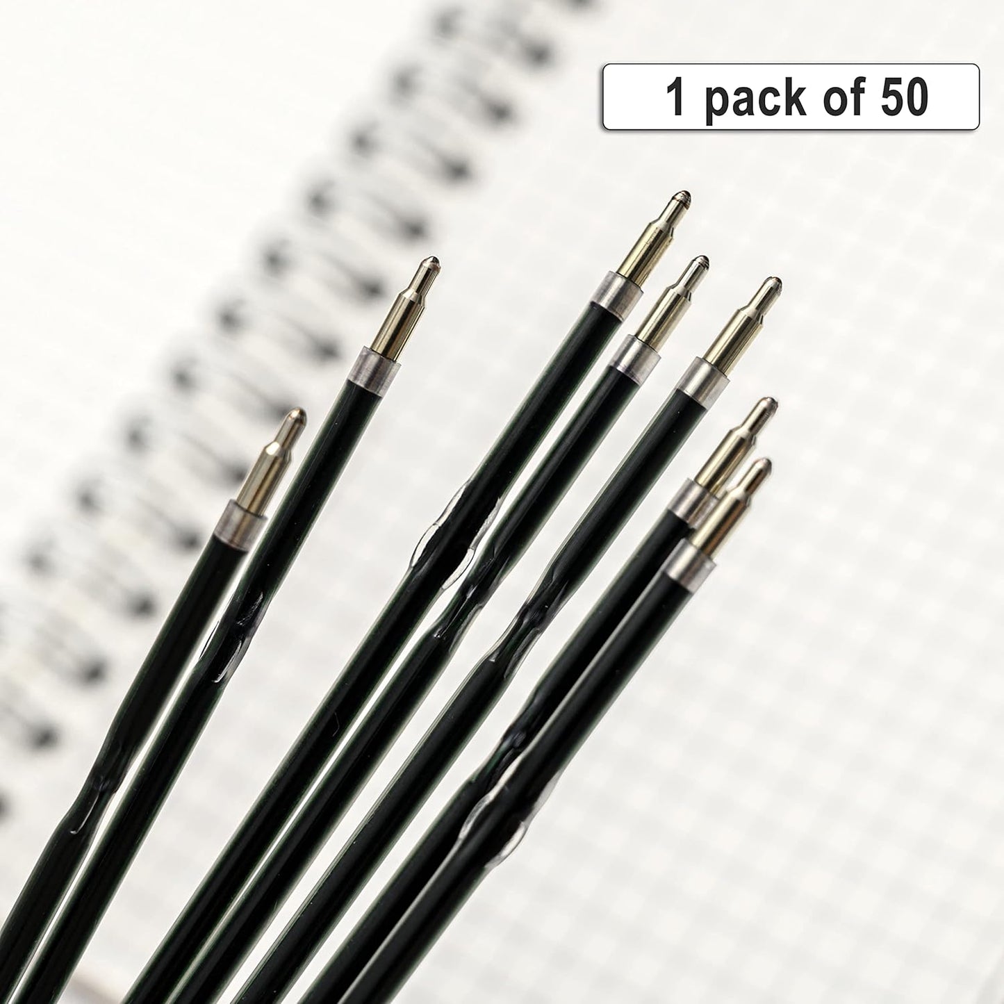 Linbsunne 50 Pieces Ballpoint Refills Medium Point 1mm Black Ink Replaceable Ball Point Pen Refills for Men Women (50pcs-Black Ink, Length can be Cut)
