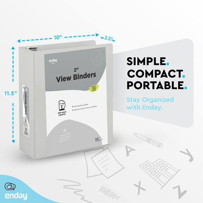 3 Inch Binder 3 Ring Binders Green, Slant D-Ring 3” Clear View Cover with 2 Inside Pockets, Heavy Duty Colored School Supplies Office and Home Binders – By Enday