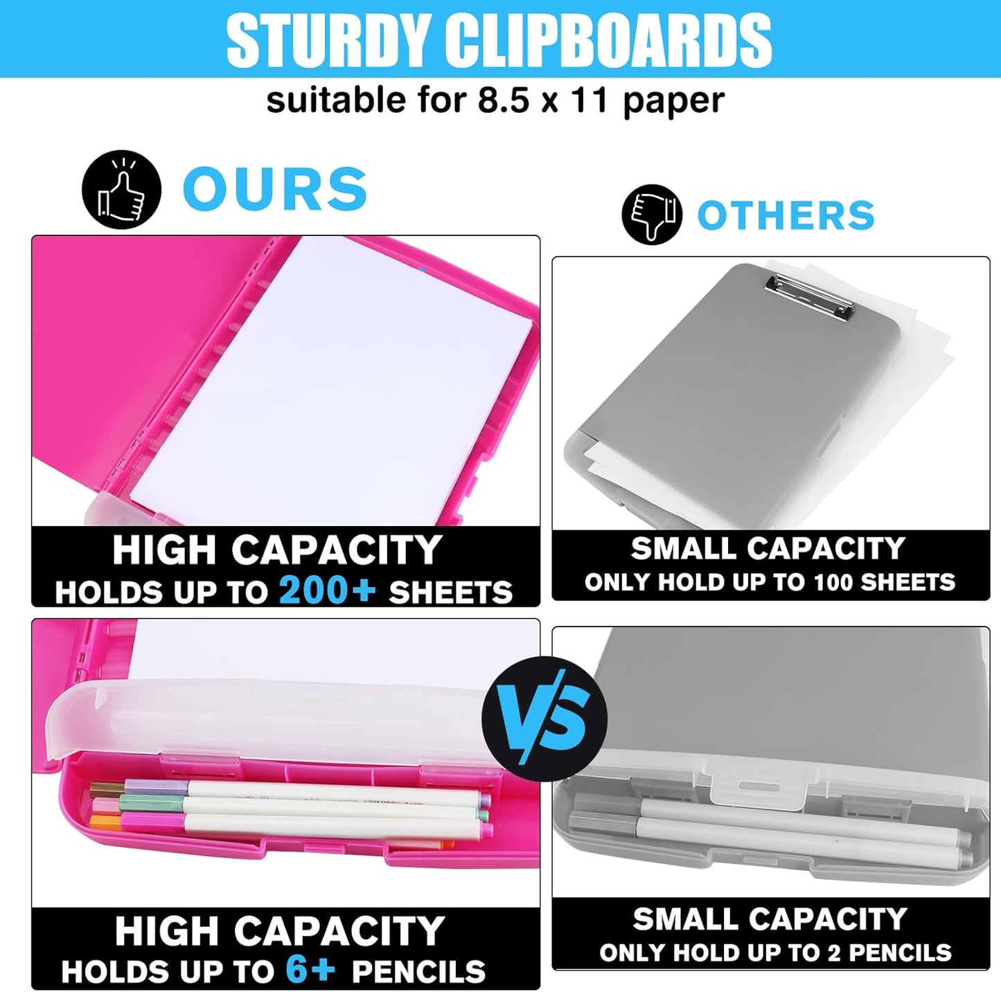 Red Plastic Clipboard with Storage,TFDLCG zm High Capacity Clip Boards 8.5x11,A4 Binder Nursing Clipboard Folder Heavy Duty for Women Teachers Work,School Office