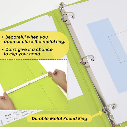 BAZIC Products 3 Ring Binder - Green, Economy View Binder with Clear Overlay Cover and Round Rings, Organizer for School Office Home Use, 1-inch Capacity Holds 175 Sheets Paper, 12-Pack