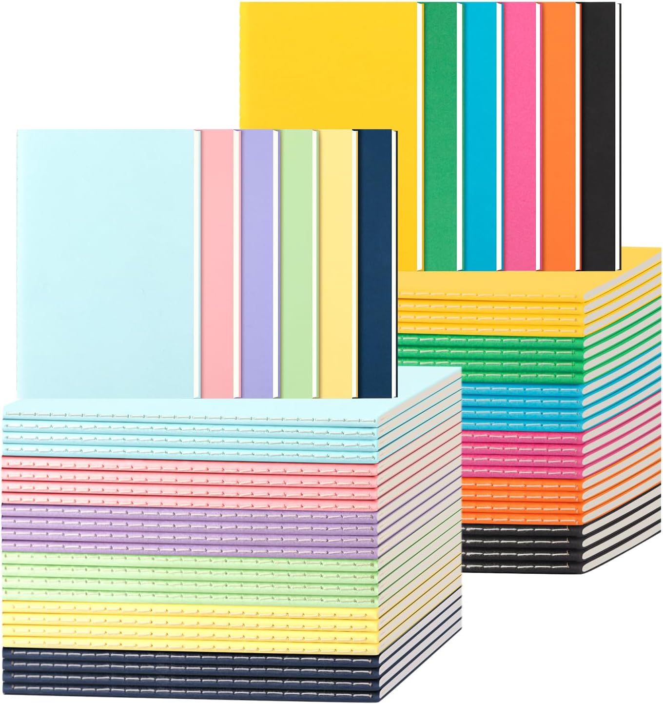 24 Pack Colorful Lined Notebooks for Writing, Journals Bulk, A5 Composition Books, 8.3x5.5 Inch, 60 Pages, 30 Sheets Sketchbooks for Office School Travel Supplies (Lined-24 pack, 12 Colors)