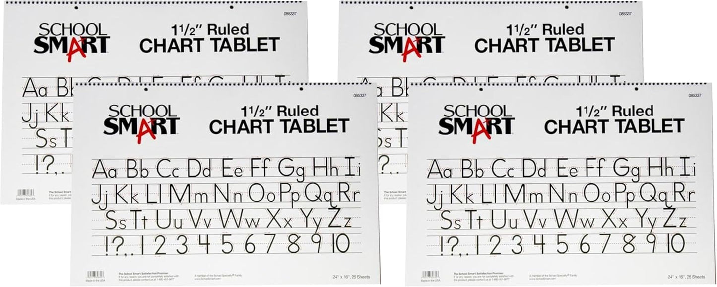 School Smart Chart Tablet, 24 x 16 Inches, 1 Inch Rule, 25 Sheets