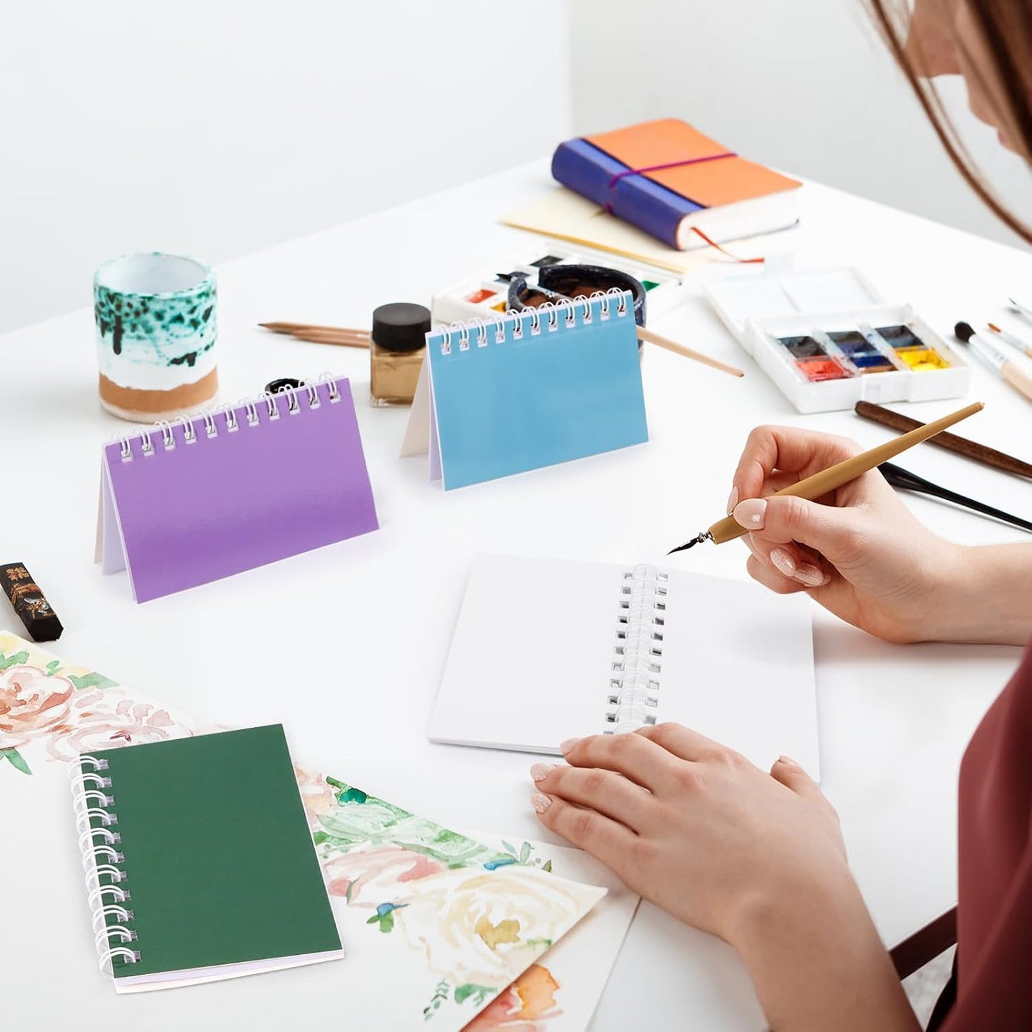 Hooqict 24 Pack Small Pocket Notebook Mini Notebooks Bulk Small Spiral Notepads with 8 Colors, Memo Note Pads for Kids, Work, Office, School, 3.9 x 2.4 Inches