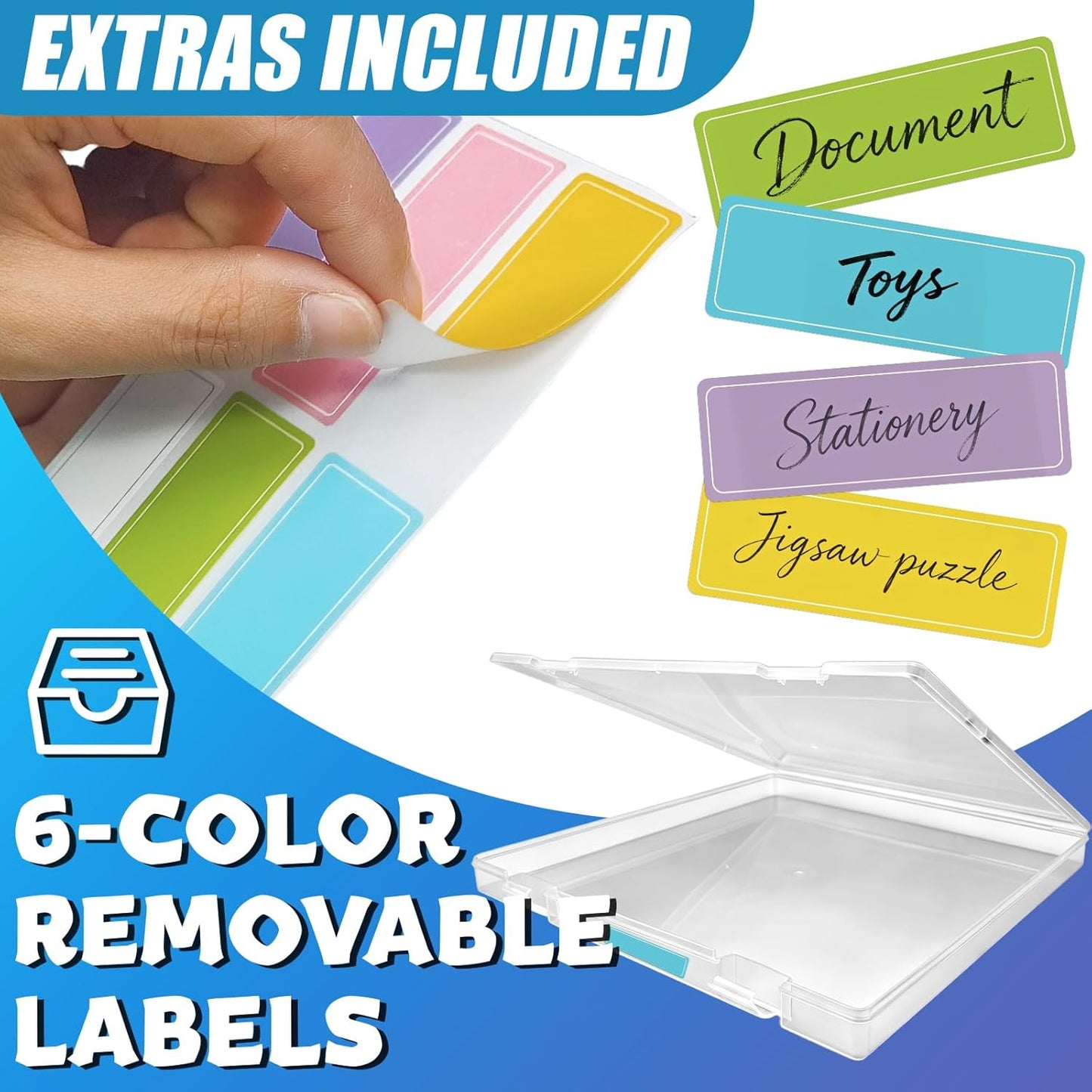 5 Packs Scrapbook Paper Storage, Stackable Plastic File Storage Box Set with Sticky Index Tabs, Lager Sizes Craft Organizer Storage, U-Shaped Locking Mechanism, Ideal for Document Organizer
