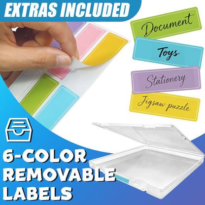 5 Packs Scrapbook Paper Storage, Stackable Plastic File Storage Box Set with Sticky Index Tabs, Lager Sizes Craft Organizer Storage, U-Shaped Locking Mechanism, Ideal for Document Organizer