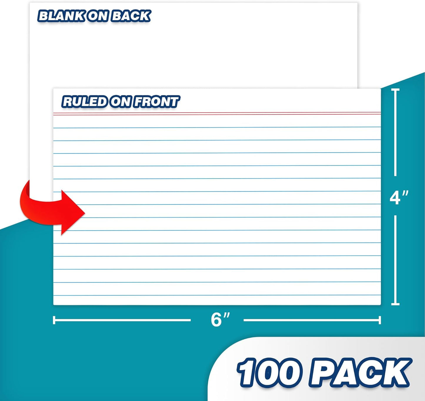 Chell Extra Heavyweight Index Cards 3x5 Inch, No Bleed-Through, 100 Count, Ruled Front and Blank Back, 80 lb. Cover Weight, Pastel Colors