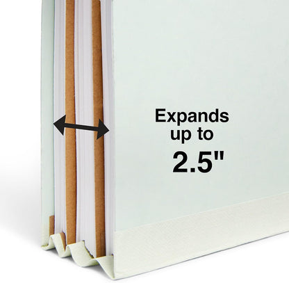 Staples 60% Recycled Pressboard Classification Folders, Letter Size, 2‑Dividers, 2.5" Expansion, Light Gray/Green – 20/Carton