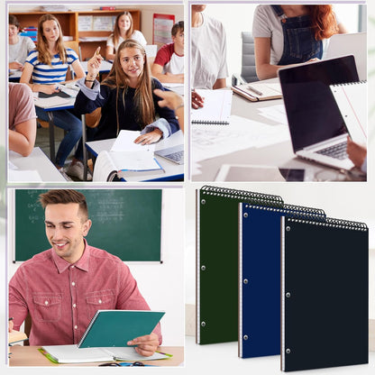 MotiMind 10 Pack 8.5" x 11" Top Spiral Notebook with 3 Hole Punched Morandi Colors Legal Pads College Ruled Notepad 50 Sheets Hard Cardboard Paper Wirebound Notepad for Office School Business