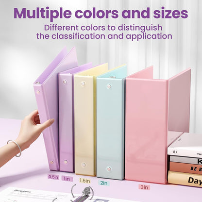 SUNEE 3 Ring Binder 3 Inch 2 Pack, Clear View Binder Three Ring PVC-Free (Fit 8.5x11 Inches) for School or Office Supplies, Pink